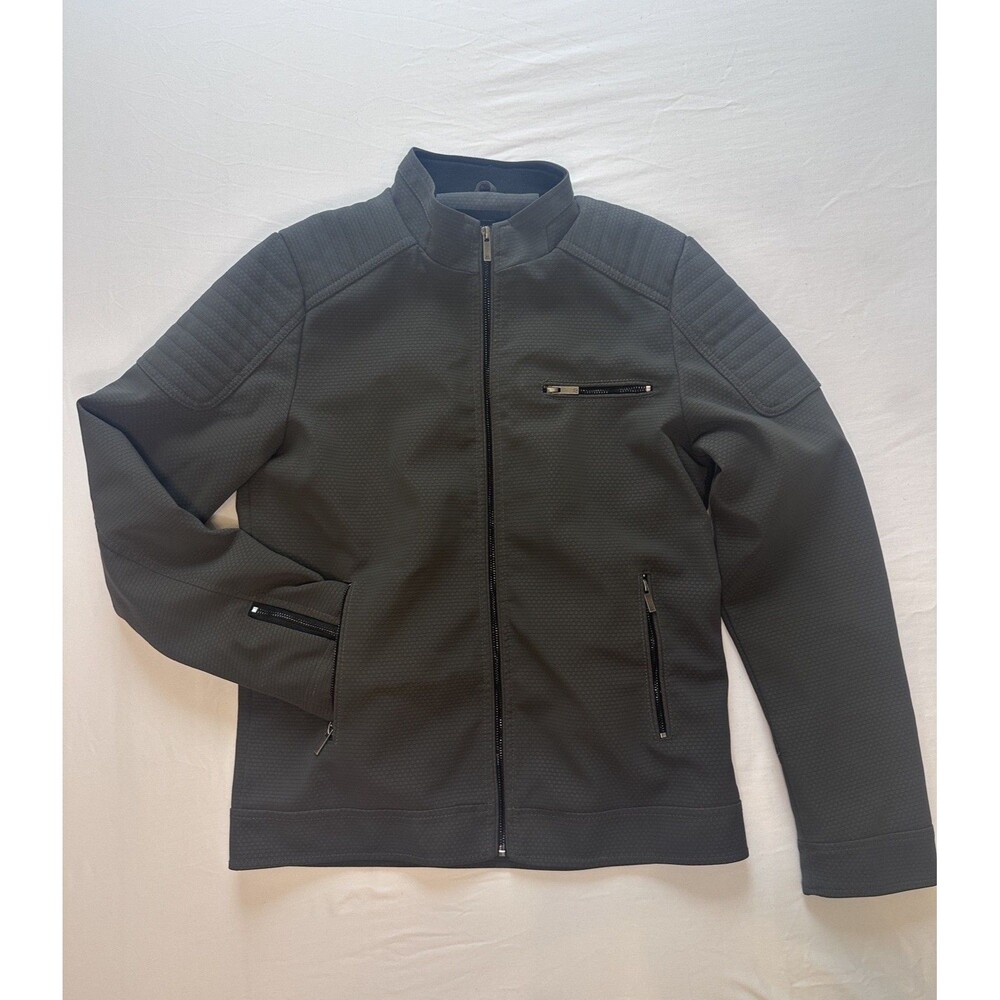 Marc Asher Men's S Regular Gray Solid Zip Lined Jacket with Zipper Accent